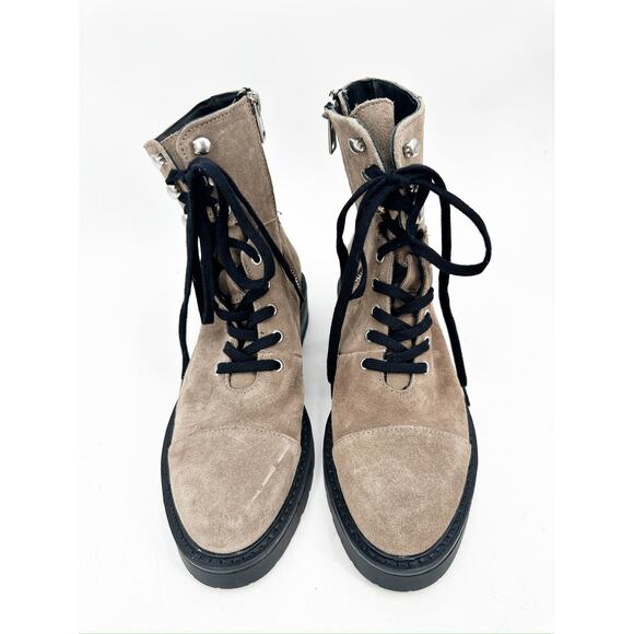 All Saints Dusty Cap Toe Combat Lug Sole Lace Up Brown Boots Size 8 - Picture 4 of 7